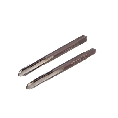 Harfington Metric Hand Tap M5 Thread 0.8 Pitch 3 Straight Flutes H2 Alloy Tool Steel 1 Pair