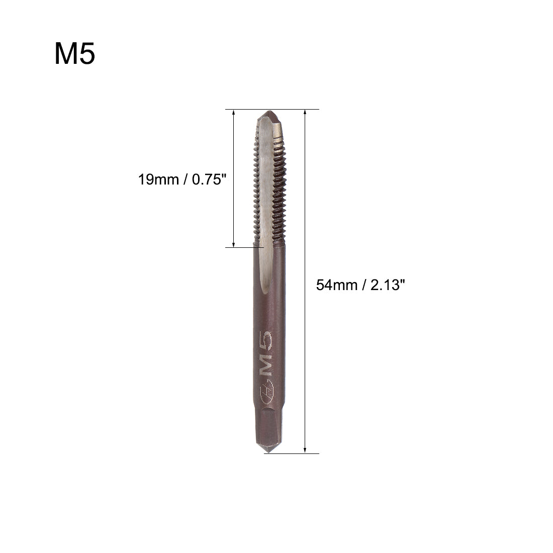 Harfington Metric Hand Tap M5 Thread 0.8 Pitch 3 Straight Flutes H2 Alloy Tool Steel 2 Pairs
