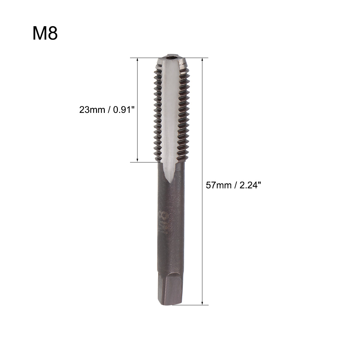 Harfington Metric Hand Tap M8 Thread 1.25 Pitch 3 Straight Flutes H2 Alloy Tool Steel 2 Pairs