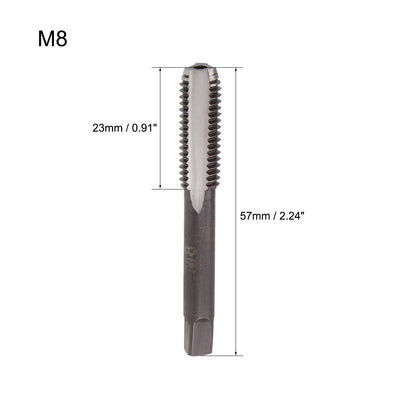 Harfington Metric Hand Tap M8 Thread 1.25 Pitch 3 Straight Flutes H2 Alloy Tool Steel 2 Pairs