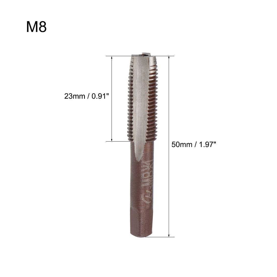 Harfington Metric Hand Tap 3 Straight Flutes H2 Alloy Tool Steel 1 Pair