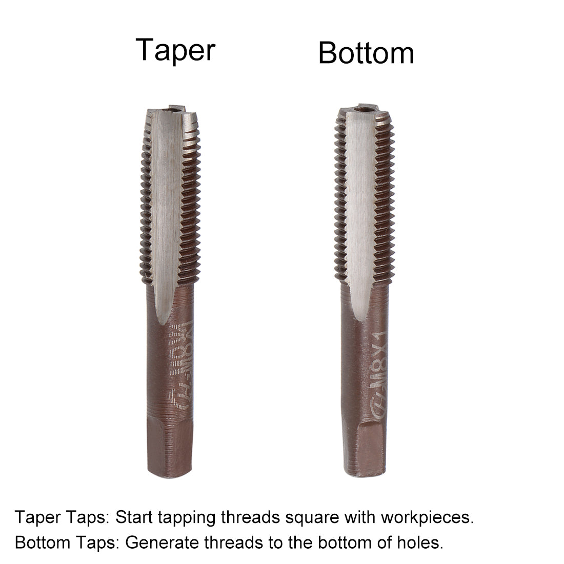 Harfington Metric Hand Tap 3 Straight Flutes H2 Alloy Tool Steel 1 Pair
