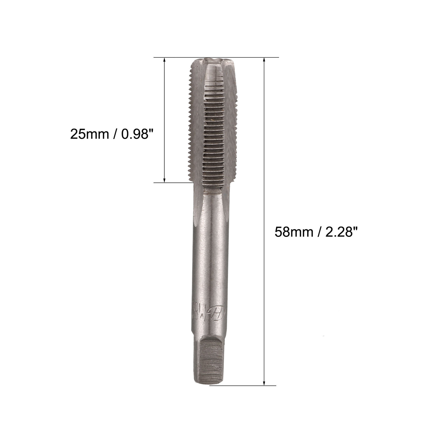 Harfington Metric Hand Tap M8 Thread 0.75 Pitch 3 Straight Flutes H2 Alloy Tool Steel 1 Pair