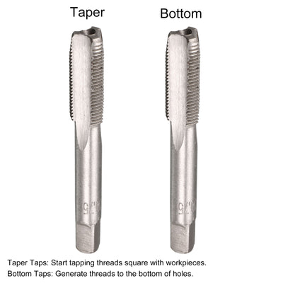 Harfington Metric Hand Tap M8 Thread 0.75 Pitch 3 Straight Flutes H2 Alloy Tool Steel 1 Pair