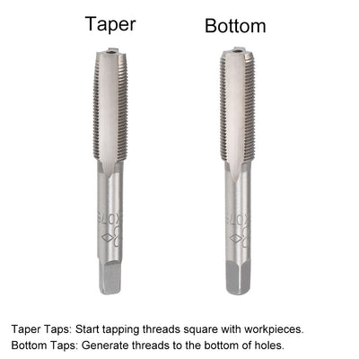Harfington Metric Hand Tap M8 Thread 0.75 Pitch 3 Straight Flutes H2 Alloy Tool Steel 2 Pairs