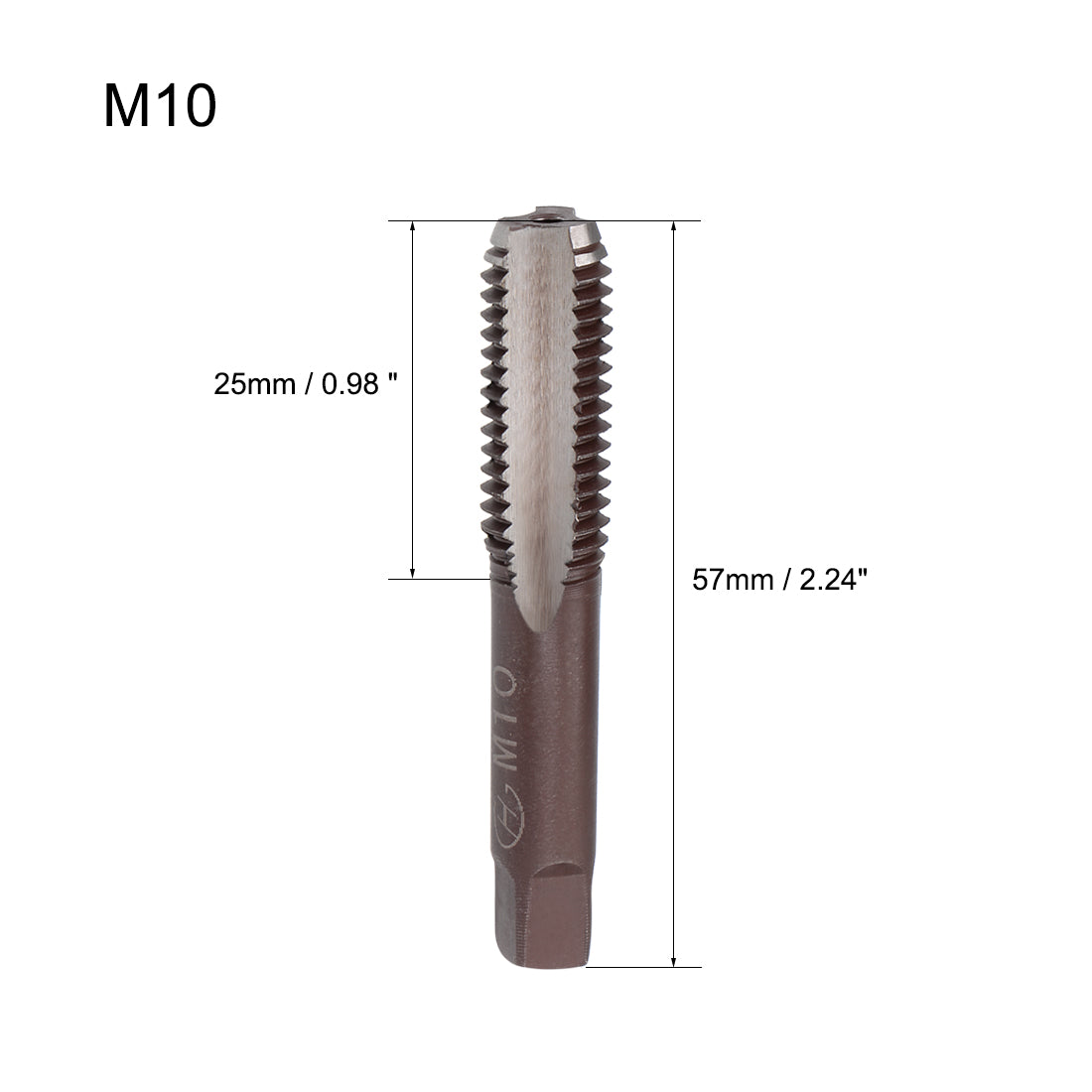 Harfington Metric Hand Tap M10 Thread 1.5 Pitch 3 Straight Flutes H2 Alloy Tool Steel 1 Pair