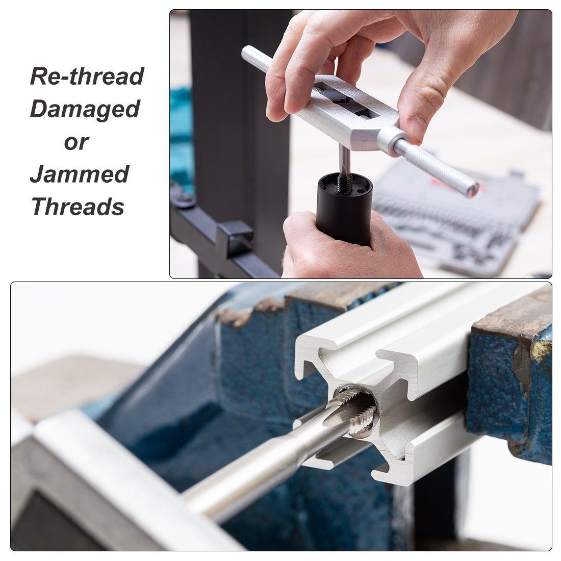 Harfington Metric Hand Tap M10 Thread 1.5 Pitch 3 Straight Flutes H2 Alloy Tool Steel 1 Pair