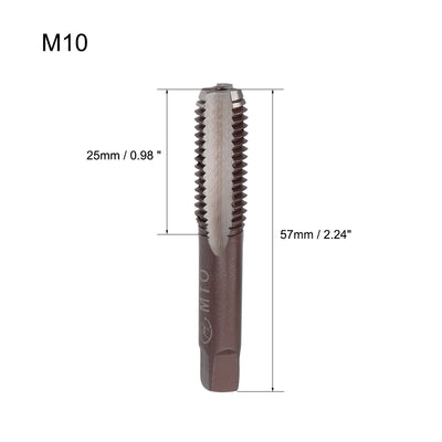 Harfington Metric Hand Tap M10 Thread 1.5 Pitch 3 Straight Flutes H2 Alloy Tool Steel 2 Pairs