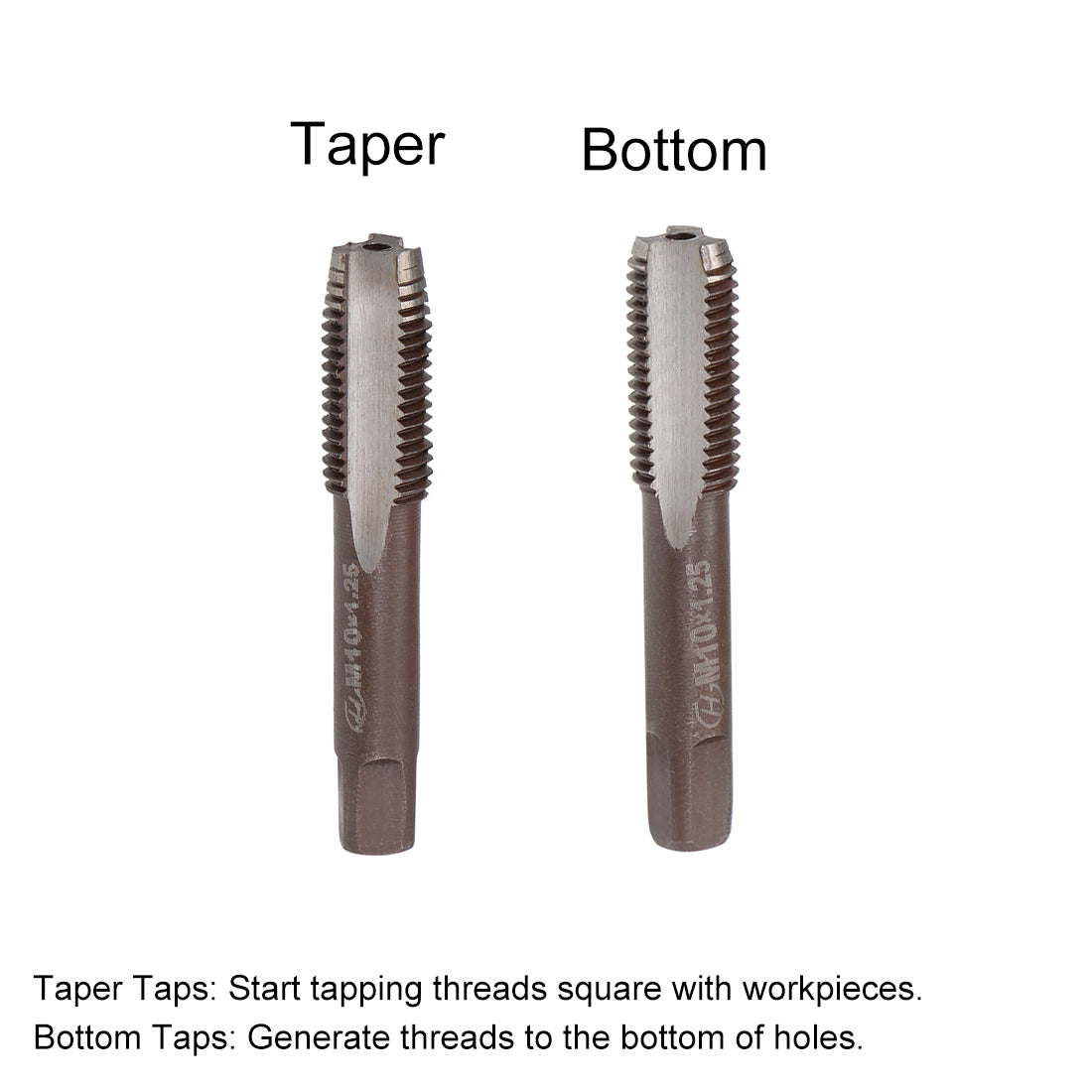 Harfington Metric Hand Tap 3 Straight Flutes H2 Alloy Tool Steel 1 Pair