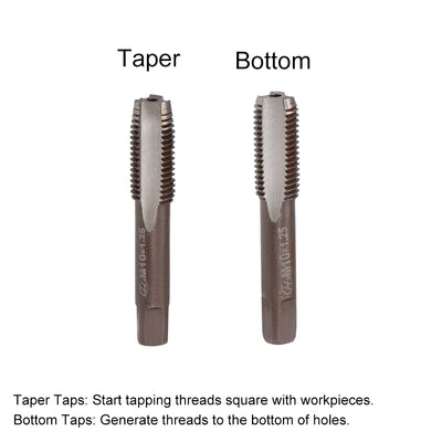 Harfington Metric Hand Tap 3 Straight Flutes H2 Alloy Tool Steel 1 Pair