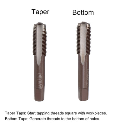 Harfington Metric Hand Tap 3 Straight Flutes H2 Alloy Tool Steel 1 Pair