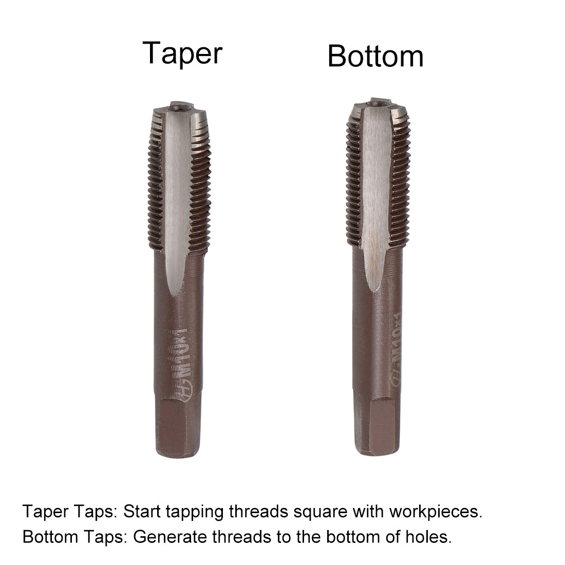 Harfington Metric Hand Tap 3 Straight Flutes H2 Alloy Tool Steel 2 Pairs