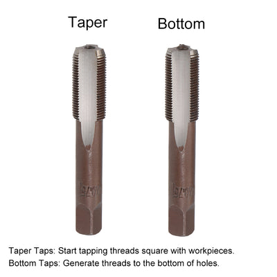 Harfington Metric Hand Tap 3 Straight Flutes H2 Alloy Tool Steel 1 Pair