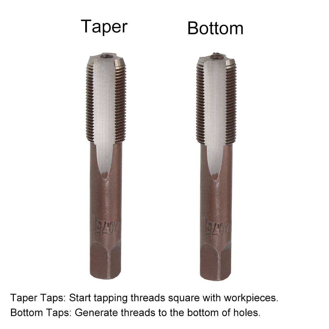 Harfington Metric Hand Tap 3 Straight Flutes H2 Alloy Tool Steel 2 Pairs