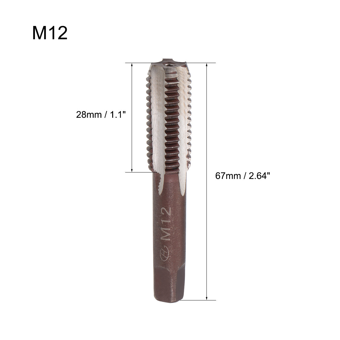 Harfington Metric Hand Tap 4 Straight Flutes H2 Alloy Tool Steel 1 Pair