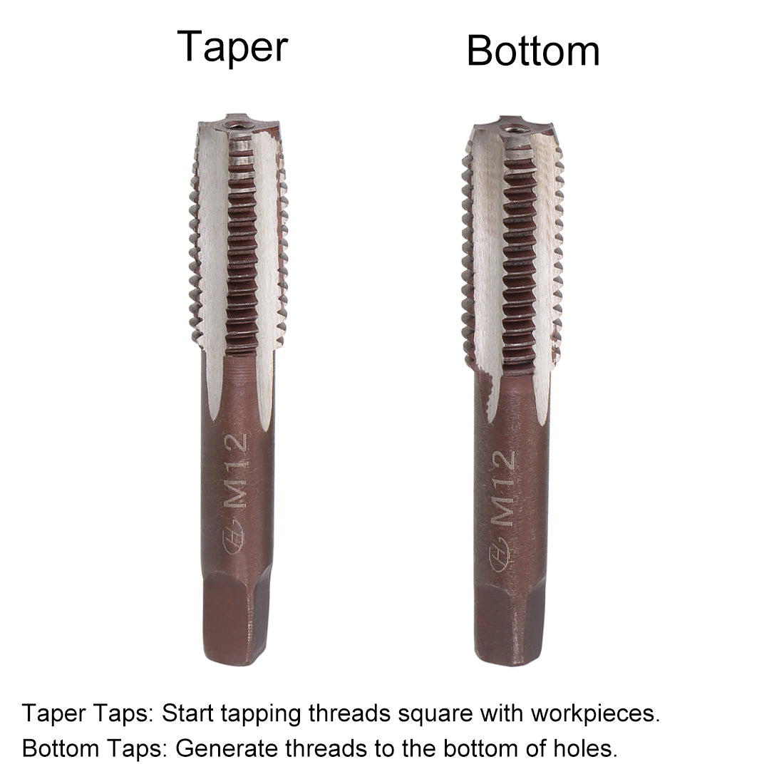 Harfington Metric Hand Tap 4 Straight Flutes H2 Alloy Tool Steel 1 Pair