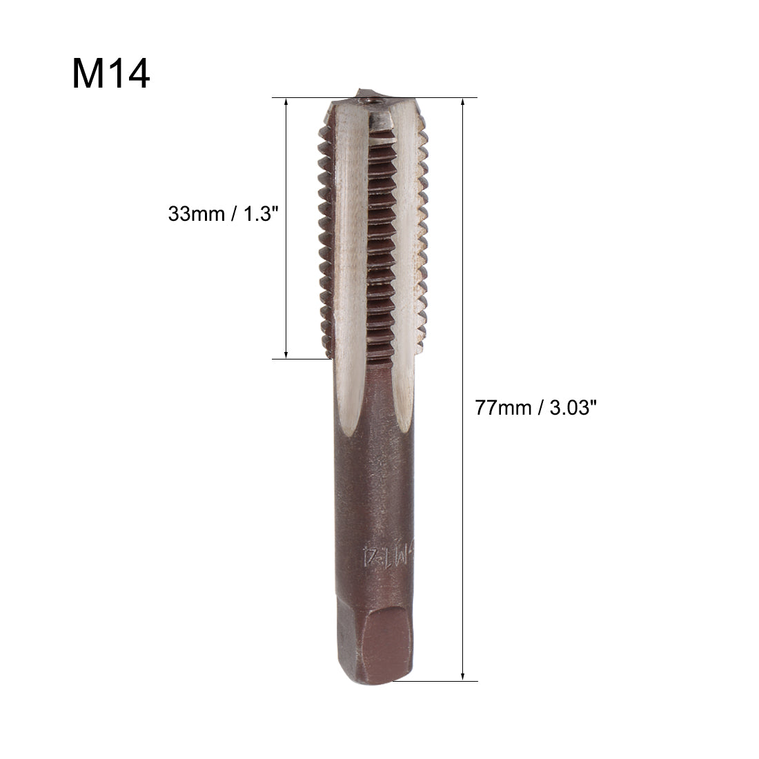 Harfington Metric Hand Tap 4 Straight Flutes H2 Alloy Tool Steel 1 Pair