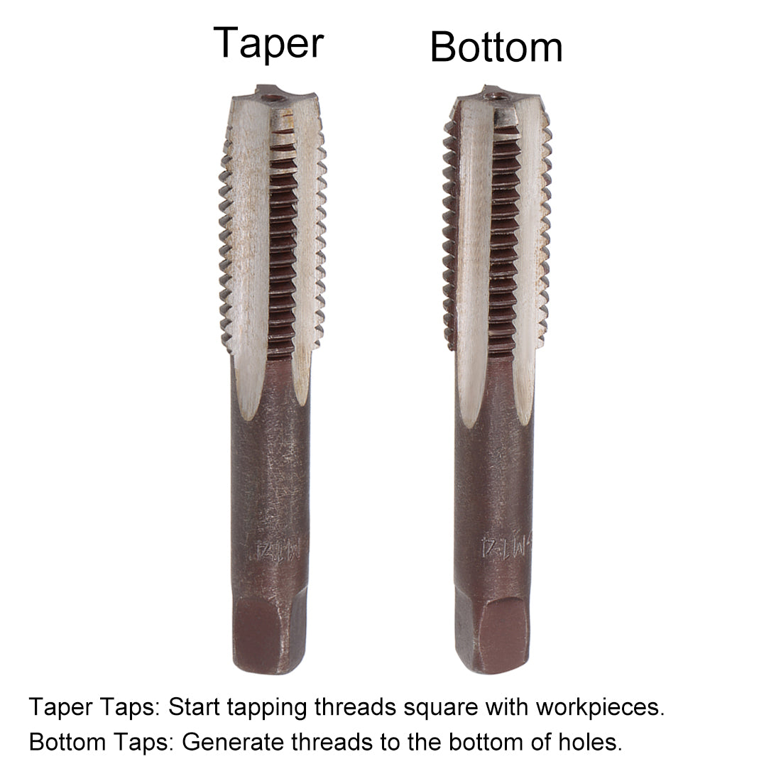 Harfington Metric Hand Tap 4 Straight Flutes H2 Alloy Tool Steel 1 Pair
