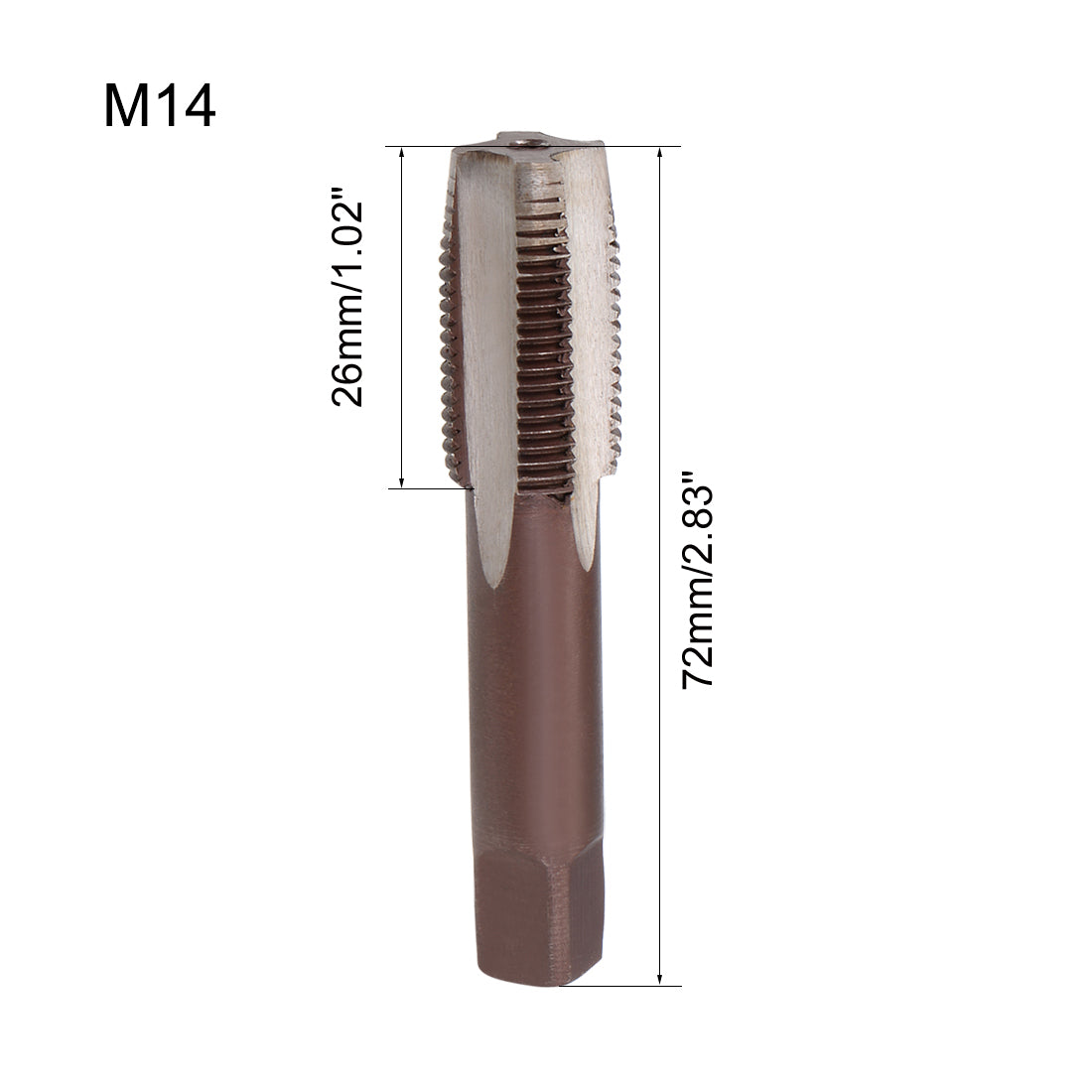 Harfington Metric Hand Tap M14 Thread 1 Pitch 4 Straight Flutes H2 Alloy Tool Steel 1 Pair