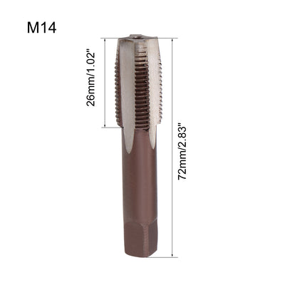 Harfington Metric Hand Tap M14 Thread 1 Pitch 4 Straight Flutes H2 Alloy Tool Steel 1 Pair