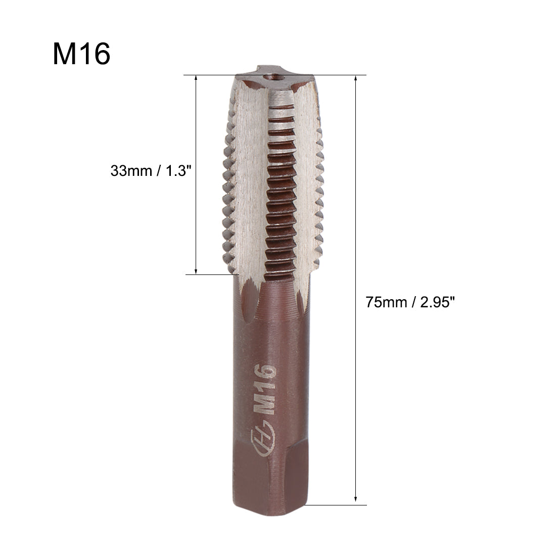 Harfington Metric Hand Tap 4 Straight Flutes H2 Alloy Tool Steel 1 Pair