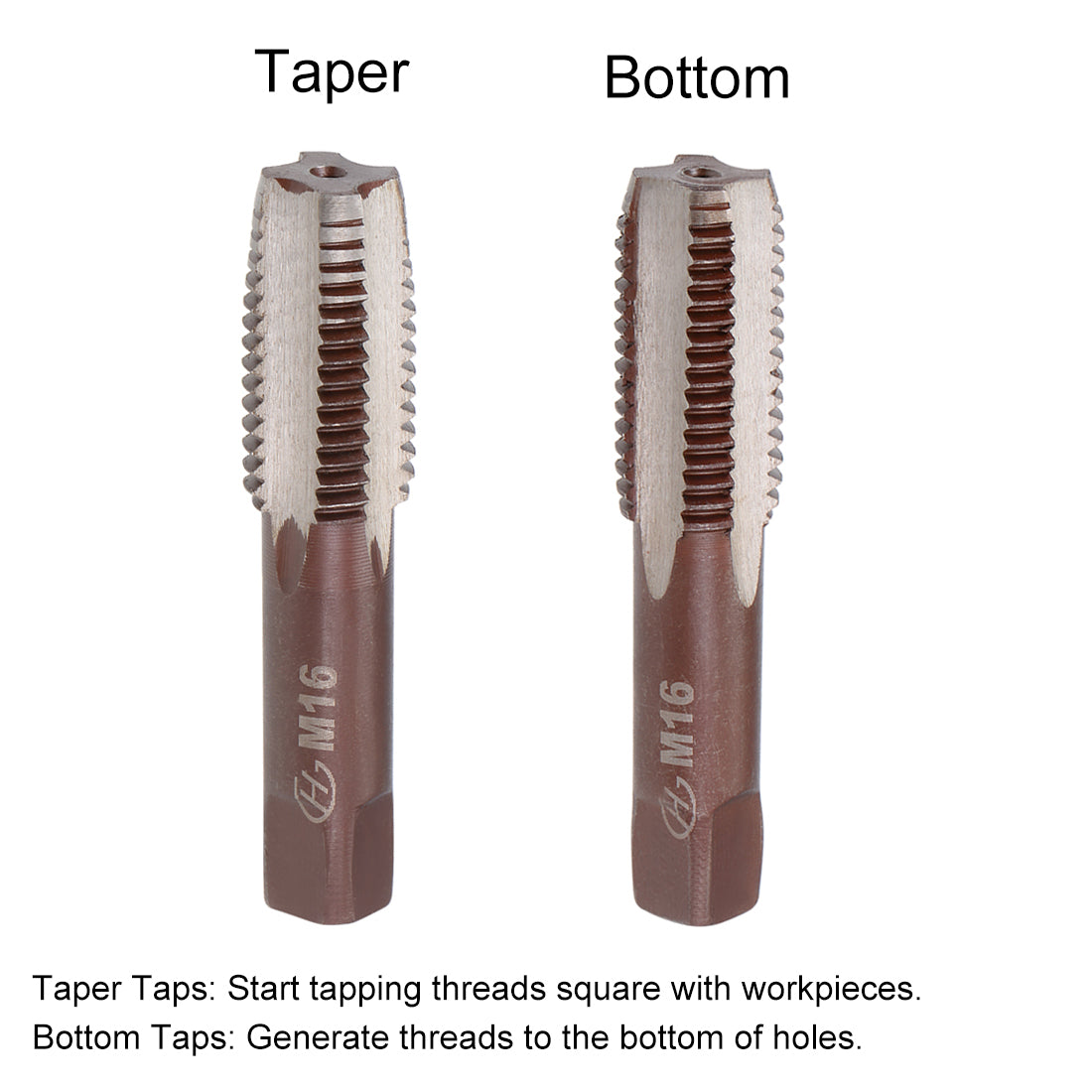 Harfington Metric Hand Tap 4 Straight Flutes H2 Alloy Tool Steel 1 Pair