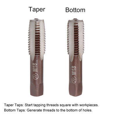 Harfington Metric Hand Tap 4 Straight Flutes H2 Alloy Tool Steel 2 Pairs