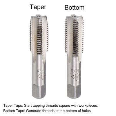 Harfington Metric Hand Tap 4 Straight Flutes H2 Alloy Tool Steel 2Pairs