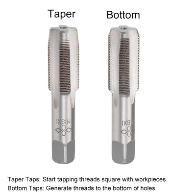 Harfington Metric Hand Tap 4 Straight Flutes Alloy Tool Steel 1 Pair