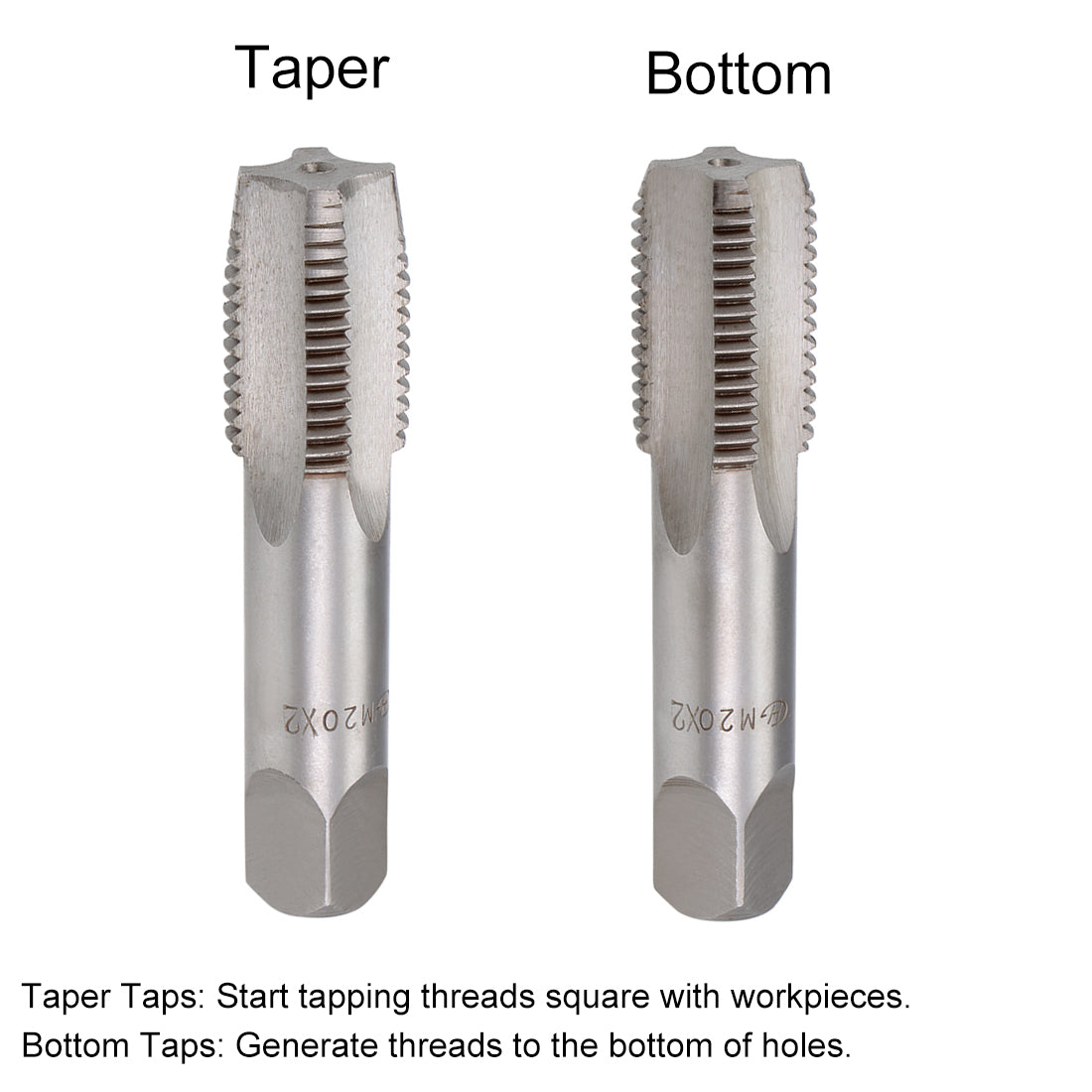 Harfington Metric Hand Tap 4 Straight Flutes H2 Alloy Tool Steel 2Pairs