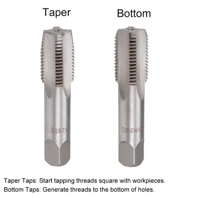Harfington Metric Hand Tap 4 Straight Flutes H2 Alloy Tool Steel 2Pairs