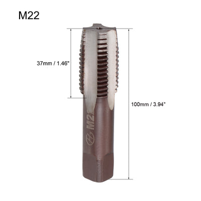 Harfington Metric Hand Tap 4 Straight Flutes H2 Alloy Tool Steel 1 Pair
