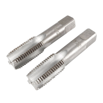Harfington Metric Hand Tap 4 Straight Flutes H2 Alloy Tool Steel 1 Pair