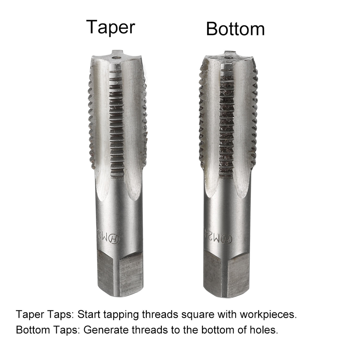 Harfington Metric Hand Tap 4 Straight Flutes H2 Alloy Tool Steel 1 Pair