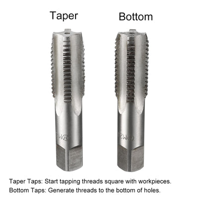 Harfington Metric Hand Tap 4 Straight Flutes H2 Alloy Tool Steel 1 Pair