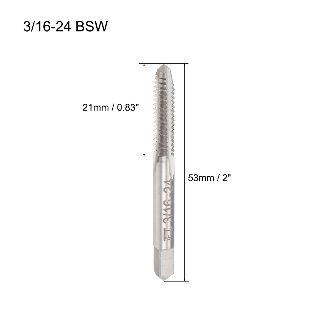 Harfington Machine Tap BSW Thread Pitch 3 Straight Flutes