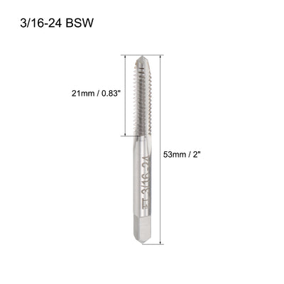 Harfington Machine Tap Thread Pitch 3 Straight Flutes H2 High Speed Steel 2pcs