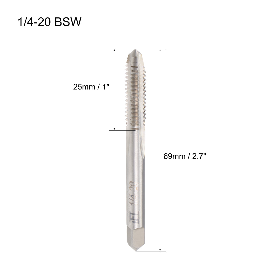 Harfington Machine Tap Thread Pitch 3 Straight Flutes H2 High Speed Steel 2pcs