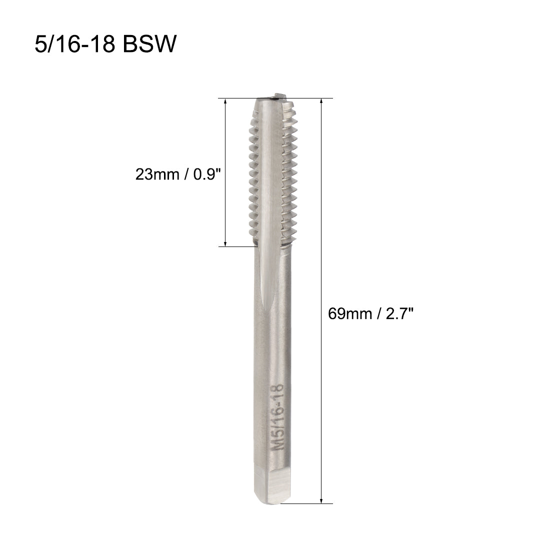 Harfington Machine Tap Thread Pitch 3 Straight Flutes H2 High Speed Steel
