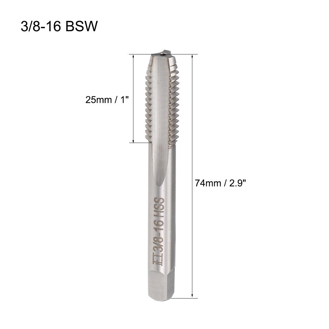 Harfington Machine Tap Thread Pitch 3 Straight Flutes H2 High Speed Steel