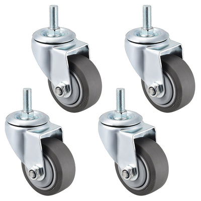 Harfington Swivel Caster Wheels TPR Caster 3 Inch Wheel M12 x 30mm Threaded Stem Gray 220lb Capacity Each , 4pcs