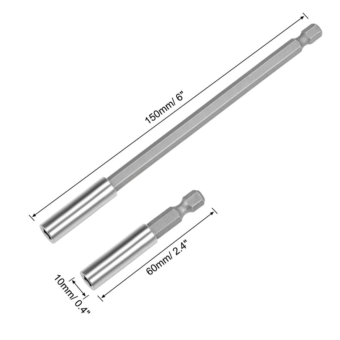 Harfington Extension Extend Socket Drill Bit Holder Magnetic Hex Screwdriver Power Tools ,2.4/ 6-inch Length,1/4''-Hexagon Drill, Set/(2pcs)