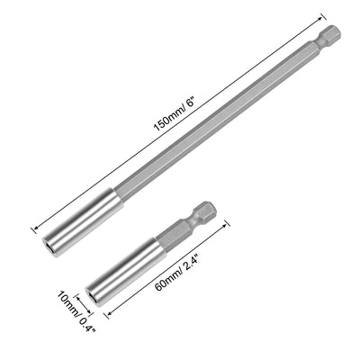 Harfington Extension Extend Socket Drill Bit Holder Magnetic Hex Screwdriver Power Tools ,2.4/ 6-inch Length,1/4''-Hexagon Drill, Set/(2pcs)
