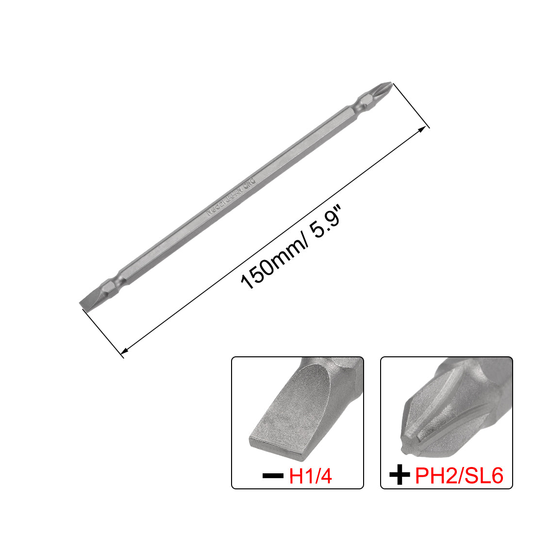 Harfington PH2/SL6 Magnetic Double Ended Screwdriver Bits, 1/4 Inch Hex Shank 5.9-inch Length S2 Power Tool