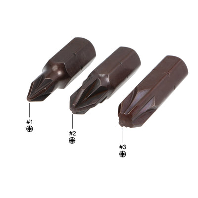 Harfington 1/4-Inch Hex Shank Magnetic #1 #2 #3 Screwdriver Bit 25mm Length 3pcs