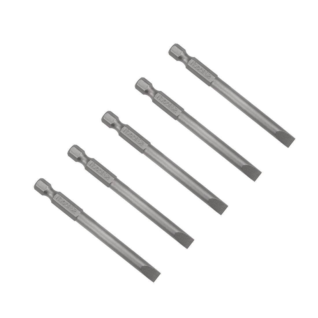 Harfington 5 Pcs 6mm Slotted Tip Magnetic Flat Head Screwdriver Bits, 1/4 Inch Hex Shank 3-inch Length S2 Power Tool