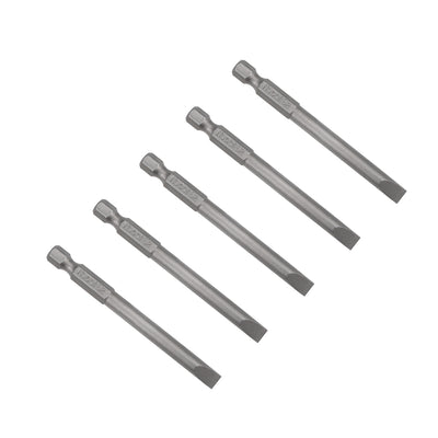 Harfington 5 Pcs 6mm Slotted Tip Magnetic Flat Head Screwdriver Bits, 1/4 Inch Hex Shank 3-inch Length S2 Power Tool