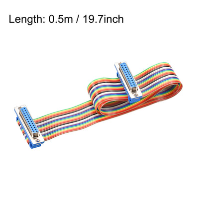 Harfington IDC Rainbow Wire Flat Ribbon Cable DB25 Female to DB25 Female Connector 2.54mm Pitch 19.7inch Length