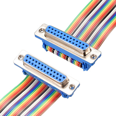 Harfington IDC Rainbow Wire Flat Ribbon Cable DB25 Female to DB25 Female Connector 2.54mm Pitch 19.7inch Length