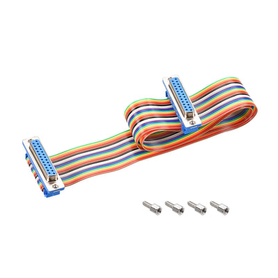 Harfington IDC Rainbow Wire Flat Ribbon Cable DB25 Female to DB25 Female Connector 2.54mm Pitch 19.7inch Length